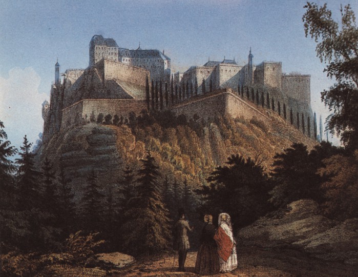 Festung Königstein, Lithographie ca. 1840. Abbildung: Sammlung K.-L.Hoch 